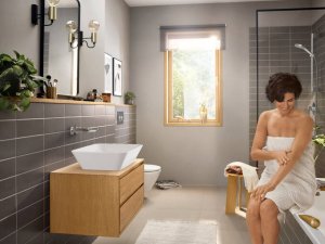 Praustuvo maišytuvas HANSGROHE Rebris E 200, iš sienos, su neužsidarančiu dugno vožtuvu, spalva - chromo (chrome)