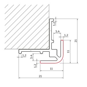 Profilis išorinis 90°  3x2550 mm, skirtas Vipanel montavimui