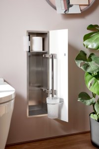 Komplektas potinkinis Asis su WC šepečiu, WC popieriaus laikikliu, baltas matinis stiklas
