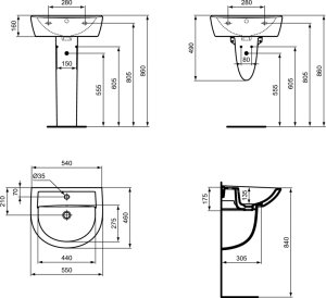 Praustuvas Idel Standard Eurovit 550x460mm