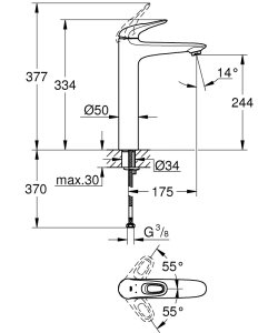 Praustuvo maišytuvas GROHE Eurostyle XL dydžio, chromo spalvos