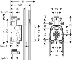 Potinkinė dalis rankinio dušo moduliui AXOR ShowerSolutions 120/120