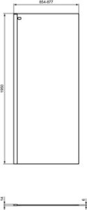 Sienelė dušo Ideal Standard Connect2, matmenys: 900x1950mm, skaidrus stiklas, juodas profilis