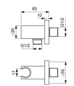 Laikiklis rankinei dušo galvai Ideal Standard, su vandens pajungimu 1/2", spalva Magnetic Grey