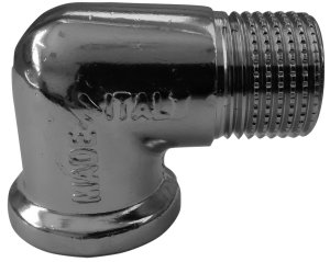 Žalvarinė chromuota 90° alkūnė PATTARONI Dn1/2"