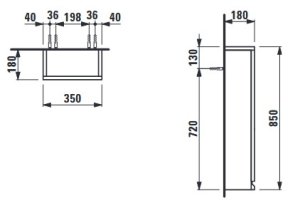 Pusaukštė spintelė Laufen PRO S 350x180x850 mm, 1 durelės, lankstai dešinėje, spalva - balta blizgi