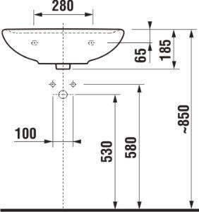 Praustuvas Jika LYRA PLUS, 500x410x185 mm, su 1 anga maišytuvui viduryje