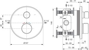 Dekoratyvinė dalis vonios/dušo maišytuvui Ideal Standard Ceratherm T100, termostatinė, spalva - Bruched Gold