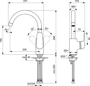 Maišytuvas plautuvei Ideal Standard Ceraflex