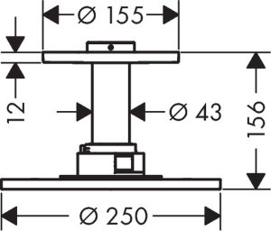 Dušo galva su laikikliu iš lubų AXOR ShowerSolutions 250 1jet, nerūdijančio plieno spalvos (Stainless Steel Optic)