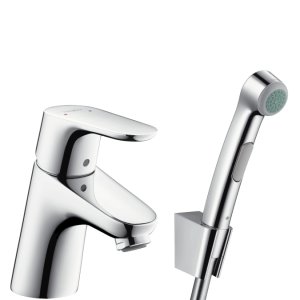Praustuvo maišytuvas HANSGROHE Focus 70 su rankiniu bidė dušeliu, 1,6 m dušo žarna