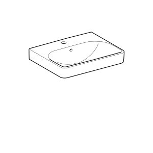 Praustuvas Geberit Smyle Square 75x48 cm, su skyle maišytuvui, su perpylimo anga