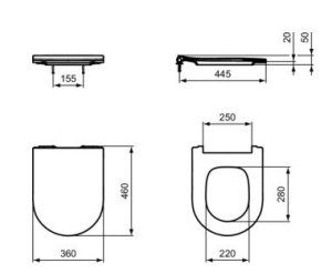 Dangtis WC Ideal Standard Blend Curve, soft close, plonas 