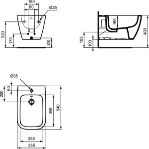 Bidė Ideal Standard I.Life B, pakabinama