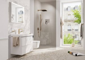 Rankinė dušo galvutė HANSGROHE Pulsify E 100, 1 srovės, EcoSmart+, spalva - šlifuota bronza (brushed bronze)