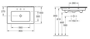 Praustuvas VILLEROY&BOCH Venticello 800x500mm, „Ceramicplus“ danga