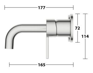 Praustuvo maišytuvas iš sienos IXMO PURE snapas 165mm, spalva - nerūdijantis plienas