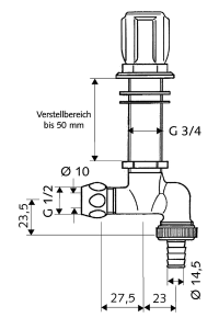 Plautuvės ventilis Schell COMFORT 1/2"x10 mm, chromuotas
