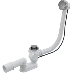 Vonios sifonas Alcadrain A51CR su perpylimu, chromo spalvos dangteliais, automatinis 57 cm
