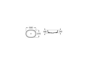Praustuvas-dubuo ROCA Inspira Round, matmenys: 500x370x140mm, spalva - onyx