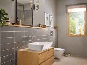 Praustuvo maišytuvas HANSGROHE Rebris E 200, iš sienos, su neužsidarančiu dugno vožtuvu, spalva - chromo (chrome)