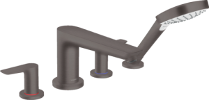 4 dalių vonios maišytuvas HANSGROHE Talis E, iš vonios krašto, spalva - šlifuoto juodo chromo (brushed black chrome)