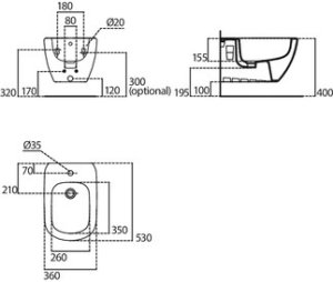 Bidė Ideal Standard Tesi, pakabinama