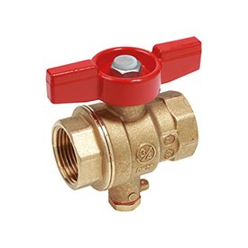 Žalvarinis (matinis) rutulinis ventilis su vieta jutikliui Dn1"