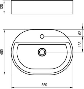 Praustuvas Ravak Ceramic 550 O Slim Shelf, 550x400 mm