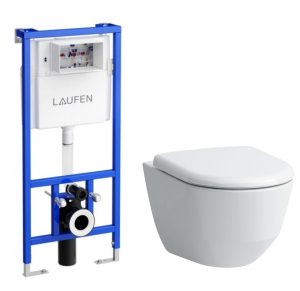 Komplektas LAUFEN PRO: Pakabinamas unitazas LAUFEN PRO (20956) su dangčiu (93959) ir potinkinis rėmas LIS CW1 (94660)