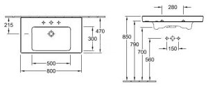 Praustuvas VILLEROY&BOCH Subway 2.0 800x470 mm