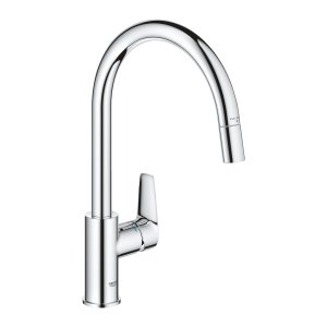 Plautuvės maišytuvas GROHE Bauedge su ištraukiama žarna, chromo spalvos 