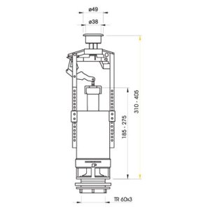 Vandens nuleidimo mechanizmas Alcadrain A2000-CHROM, su STOP mygtuku
