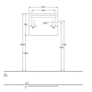 Veidrodis VILLEROY&BOCH More To See 14 500x750x47mm, su apšvietimu