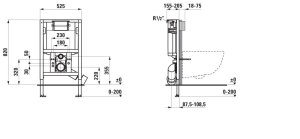 Potinkinis rėmas Laufen INEO su bakeliu pakabinamam unitazui, pažemintas, Dual Flush 6/3 l, reguliuojamas iki 4.5/3 l, 4/2.6 l