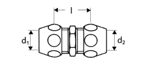 Jungtis su 2 veržlėmis SCHELL Ø10 x Ø10 mm, tiesi
