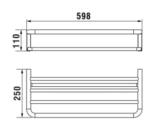 Lentyna rankšluosčiams Laufem Nixie, matmenys: 600x250x110mm, spalva - juoda matinė