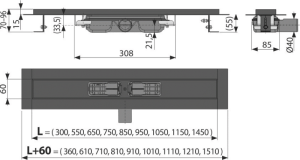 Dušo latakas Alcadrain APZ101BLACK Low, 750 mm, pažemintas, nerūdijantis plienas, matinės juodos spalvos