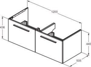 Spintelė Ideal Standard i.Life B, matmenys: 1200x440x505mm, 2 stalčiai, spalva - Carbon Grey Matt (rankenėlės užsakomos atskirai)