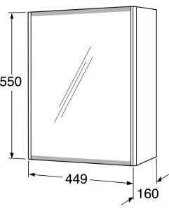 Spintelė veidrodinė GUSTAVSBERG Graphic 45cm, baltos blizgios spalvos