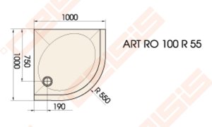 Dušo padėklas PAA ART 100x100 su panele ir kojelėmis, baltas (radius 550)