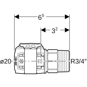 Sujungimas išoriniu sriegiu, d20x3/4 bronza, Geberit Flowfit
