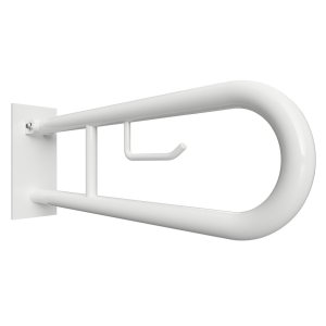 Atrama atlenkiama Bemeta Help 850 mm,  balta, su wc popieriaus laikikliu ir tvirtinimo  apdaila