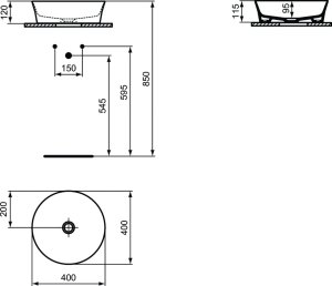Praustuvas-dubuo Ideal Standard Ipalyss Round, matmenys 400x400x120, spalva- powder