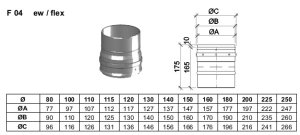 Vienasienė nerūdijančio plieno jungtis iš standaus dūmtraukio į lankstų JEREMIAS FD08 Dn130