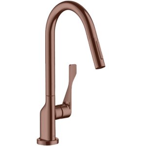 Plautuvės maišytuvas AXOR Citterio 250 su ištraukiama galvute, šlifuoto raudono aukso spalvos (Brushed Red Gold)