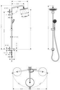 Dušo sistema HANSGROHE Croma 220 Reno, 1 srovės, spalva - chromo (chrome)