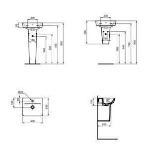 Praustuvas Ideal Standard Connect Air Cube, matmenys: 400x350mm, juodas matinis