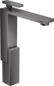 Pastatomo praustuvo maišytuvas AXOR Edge 280 diamond cut, su paspaudžiamu (push-open) dugno vožtuvu, poliruoto juodo chromo spalvos (Polished Black Chrome)