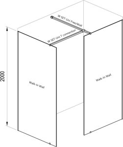 Stacionari dušo sienelė Ravak Walk in Wall 80/200 cm, juodos spalvos profiliu, skaidriu stiklu